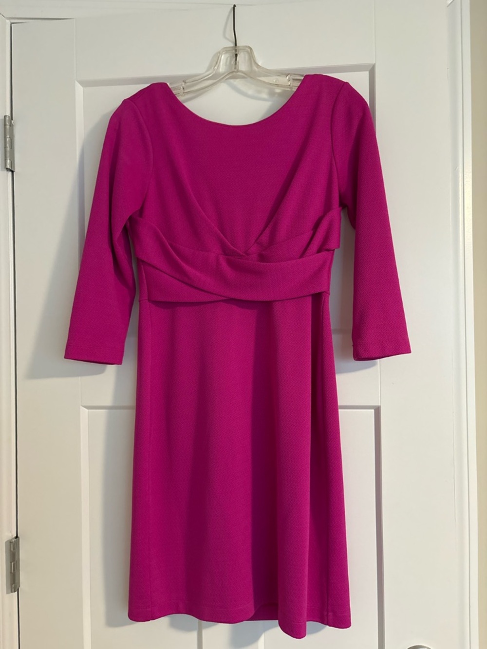 Donna Ricco Fuchsia Zip-back Long Sleeve Dress